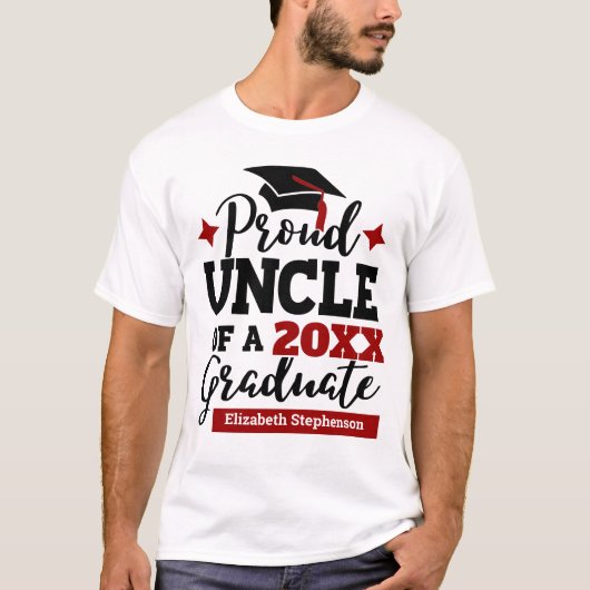 Ruw Oom 2022 afstuderen zwarte rode pet naam T-shirt (Voorkant)