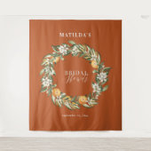 Ruw oranje citrus botanische bruidsdouche-feest wandkleed (Voorkant)