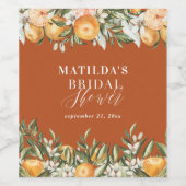 Ruw oranje citrus botanische bruidsdouche feest wijn etiket (Enkel label)