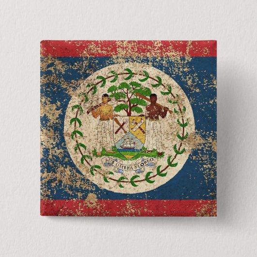 Ruw ouderdom Belize vlag Vierkante Button 5,1 Cm (Voorkant)