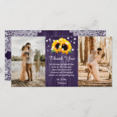 Ruw paarse kant zonnebloem bedank foto kaart (Voorkant / Achterkant)