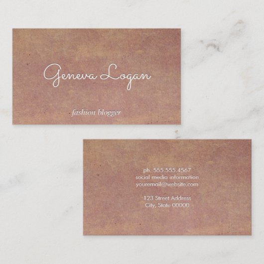 Ruw papieren textuur achtergrond visitekaartje (Voorkant / Achterkant)