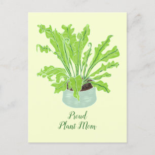 Ruw Plant Mam - de nestfern van de vogel op geel. Briefkaart