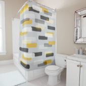 Ruw Rechthoekpenseel Lijnt grijs en Geel Douchegordijn (In situ)