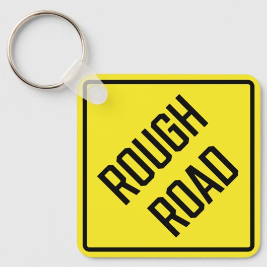 Ruw Road Metaal Vierkante Sleutelhanger (Voorkant)