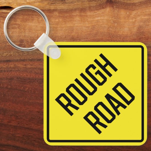 Ruw Road Metaal Vierkante Sleutelhanger (Voorkant)