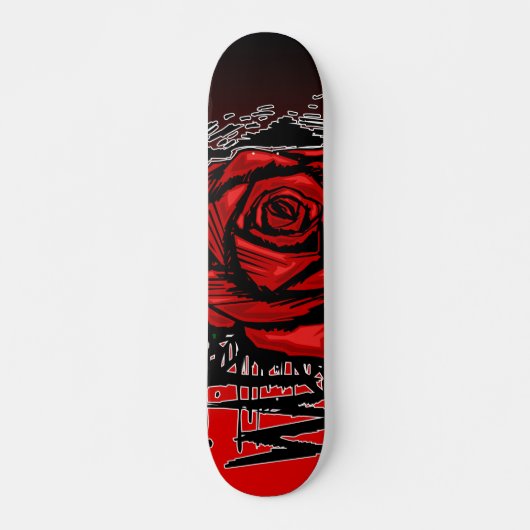 Ruw Roos Graffiti Kunst – Rode Stedelijke Bloem Persoonlijk Skateboard (Voorkant)
