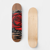 Ruw Roos Graffiti Kunst – Rode Stedelijke Bloem Persoonlijk Skateboard (Voorkant)