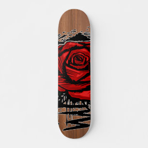 Ruw Roos Graffiti Kunst – Rode Stedelijke Bloem Persoonlijk Skateboard
