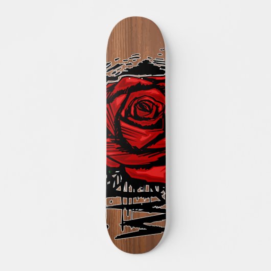 Ruw Roos Graffiti Kunst – Rode Stedelijke Bloem Persoonlijk Skateboard (Voorkant)