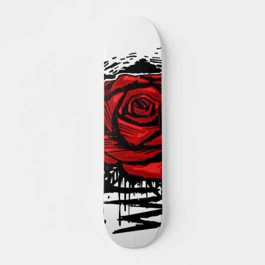 Ruw Roos Graffiti Kunst – Rode Stedelijke Bloem Persoonlijk Skateboard (Voorkant)