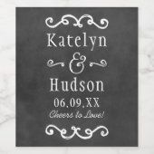 Ruw schoolbord script monogram trouwfeest wijn etiket (Enkel label)