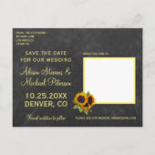 Ruw schoolbord zonnebloemen save the date bruiloft aankondigingskaart (Achterkant)
