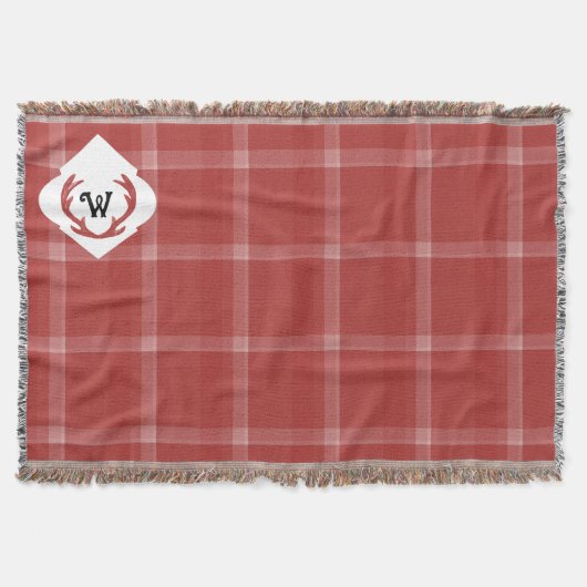 Ruw Schots Rood Monogram Deken (Voorkant)