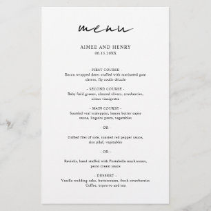 Ruw Schrift Modern Trouwmenu