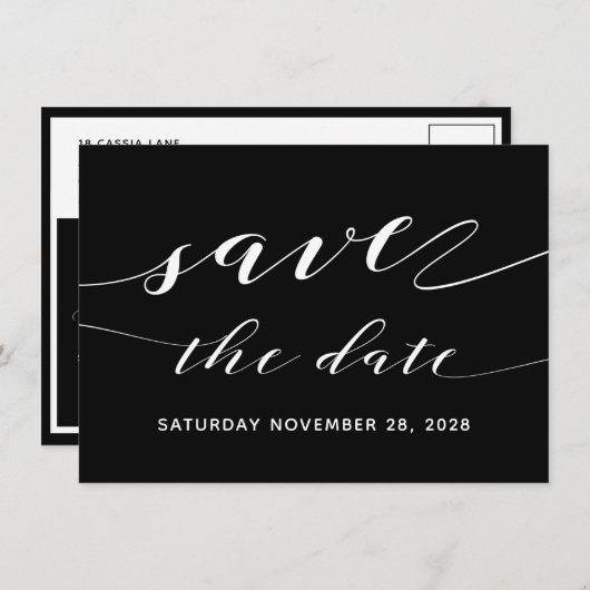 Ruw smederij kalligrafie bewaar datum ansichtkaart kaart (Voorkant / Achterkant)