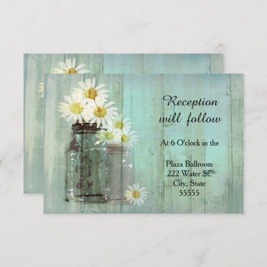 Ruw Steen Met Weegbree Bruiloftsontvangstkaart Kaart (Voorkant / Achterkant)