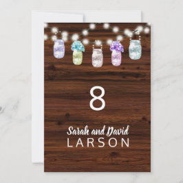 Ruw stenen potje met verlichte huwelijks tafelnumm kaart