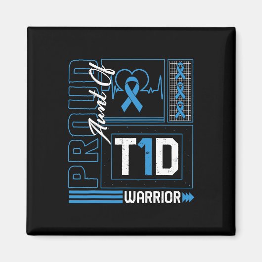 Ruw tante van T1D Warrior lint Diabetes Awarenes Magneet (Voorkant)