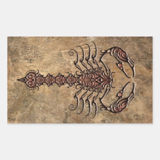 Ruw Tribal Scorpion Rechthoekige Sticker (Voorkant)
