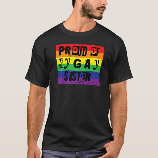 Ruw van mijn homo zuster Gay Pride Rainbow Word T-shirt (Voorkant)
