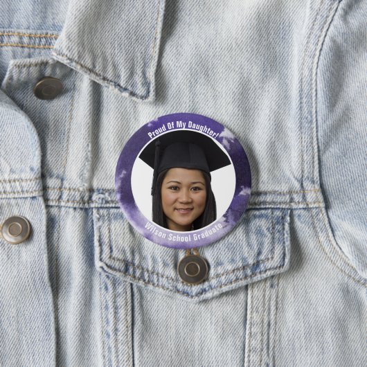 Ruw van uw Afstuderen foto-Button Paars Ronde Button 7,6 Cm (In situ)