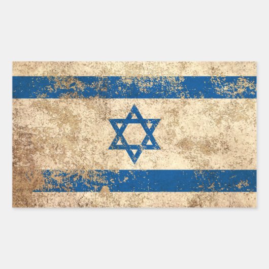 Ruw verouderd  Israëlische vlag Rechthoekige Sticker (Voorkant)