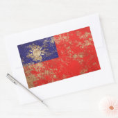 Ruw verouderd Taiwanese vlag Rechthoekige Sticker (Envelop)