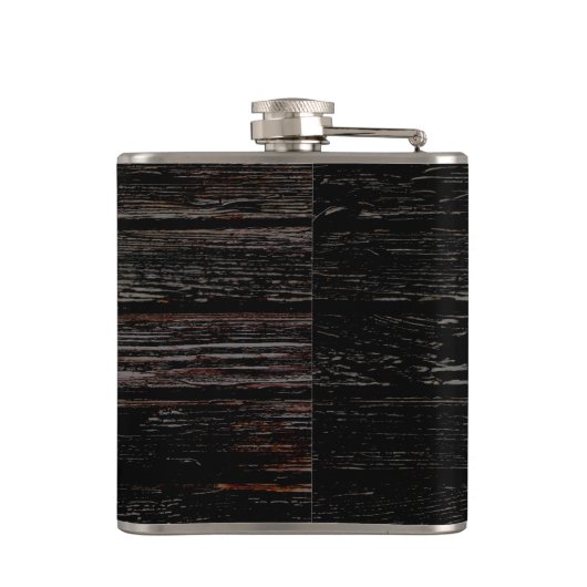 Ruw Verweerd Zwarte Houten Trouw Monogram Heupfles (Achterkant)