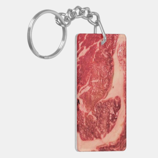 Ruw vlees Ribeye Steak Sleutelhanger (Voorkant Links)