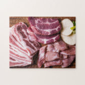 Ruw vlees Steaks Chops Bacon Jigzaag Puzzle Legpuzzel (Horizontaal)