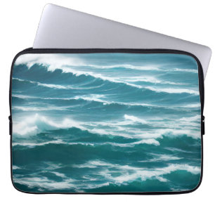 Ruw water turquoise oceaangolven laptop sleeve
