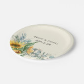 Ruw waterverf zonnebloem Eucalyptus groen Papieren Bordje (Gekanteld)