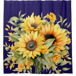 Ruw waterverf zonnebloemen douchegordijn