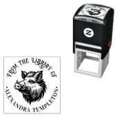 Ruw Wild Zwijn Kop Bibliotheek Boek Naam #1P Zelfinktende Stempel (In situ)