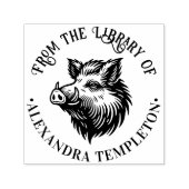 Ruw Wild Zwijn Kop Bibliotheek Boek Naam #1P Zelfinktende Stempel (Design)