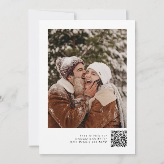 Ruw winter dennenappel trouwuitnodiging save the date (Achterkant)