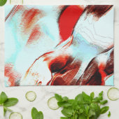 Ruw witcyaan en bruinrood theedoek (Gevouwen)