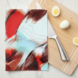 Ruw witcyaan en bruinrood theedoek