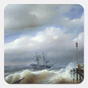 Ruw Zee in Stormy Weather, 1846 Vierkante Sticker