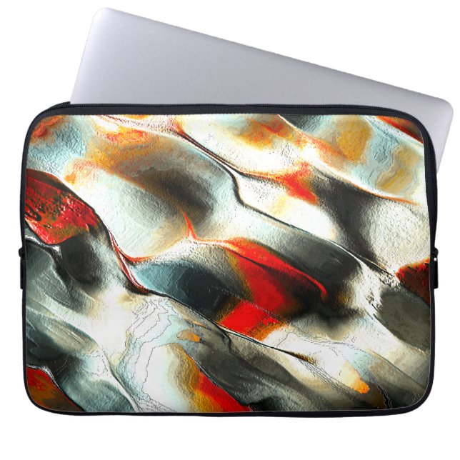 Ruw zilverachtig gesteente over brandend lid, inte laptop sleeve (Voorkant)