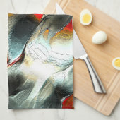 Ruw zilverachtig gesteente over brandend lid, inte theedoek (Quarter Fold)