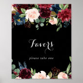 Ruw Zwart Botanisch Trouwgunst Bord Poster (Voorkant)