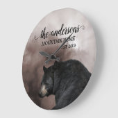 Ruw Zwarte Beer Bos Houten Blokhut Decor Monogram Grote Klok (Hoek)