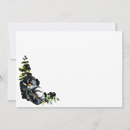 Ruw Zwarte Bloem Bruiloft Save The Date (Achterkant)