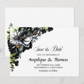 Ruw Zwarte Bloem Bruiloft Save The Date (Voorkant / Achterkant)