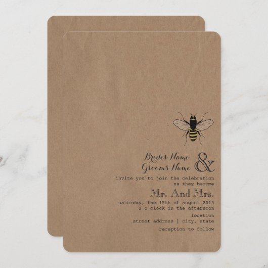 Ruwbruiloft met katten geïnspireerde honingbijen kaart (Voorkant / Achterkant)