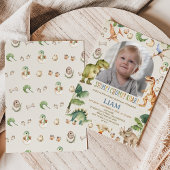Ruwbruine Stamp Chom Roar Dinosaur Verjaardag Kaart