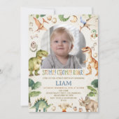 Ruwbruine Stamp Chom Roar Dinosaur Verjaardag Kaart (Voorkant)