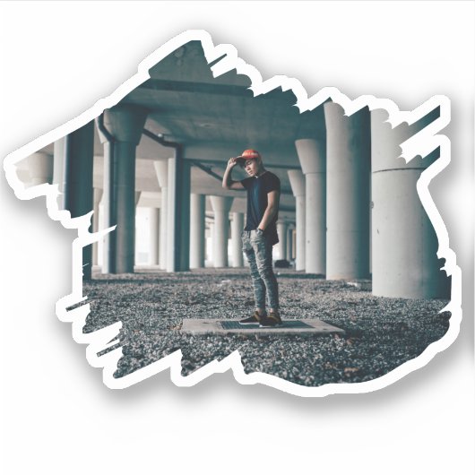 Ruwe abstract gescheurde foto sticker (Voorkant)